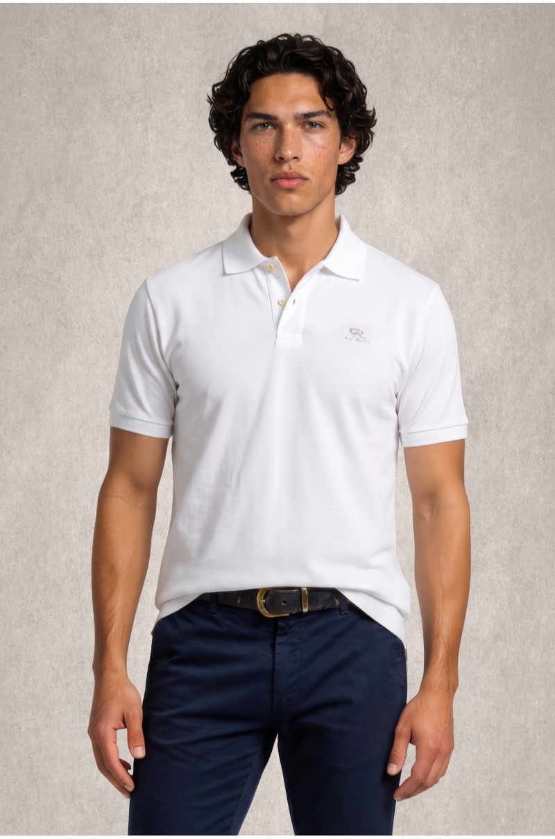 Polo Old Rowley de Manga Corta Blanco slim fit - frontal