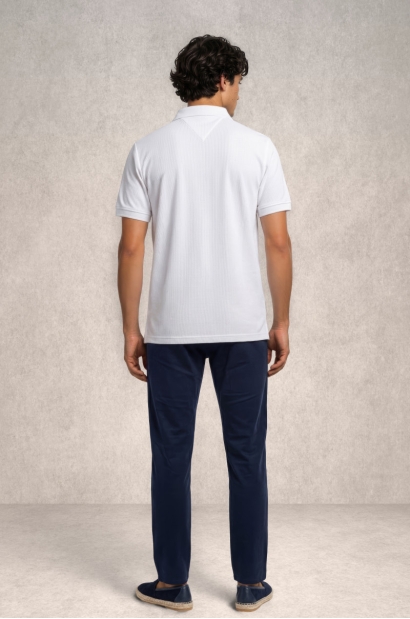 Polo Old Rowley de Manga Corta Blanco slim fit - vista trasera