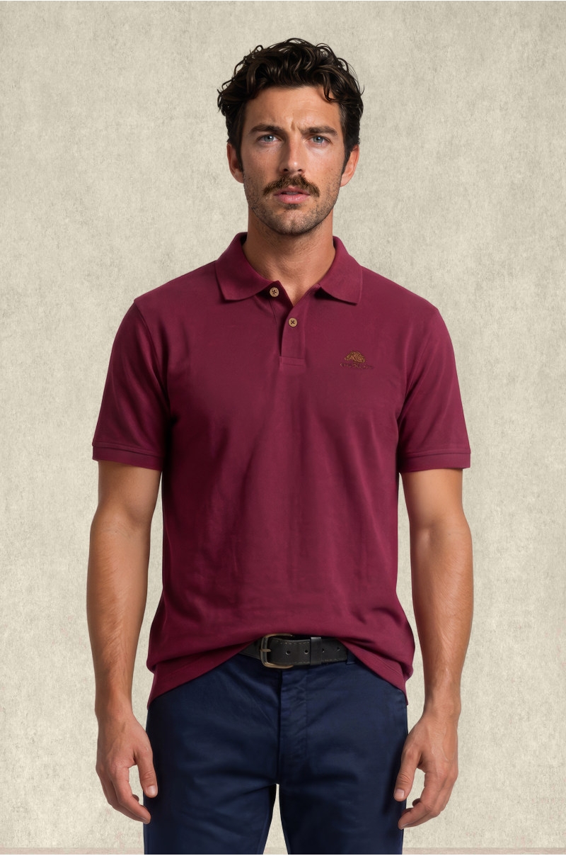 Polo burdeos manga corta slim fit – vista frontal