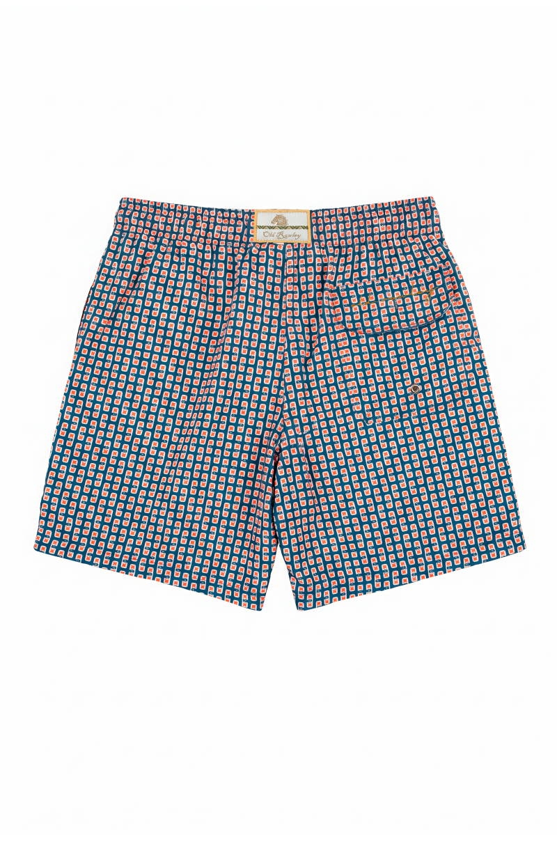 Bañador microestampado geométrico estilo mosaico Old Rowley  - vista trasera