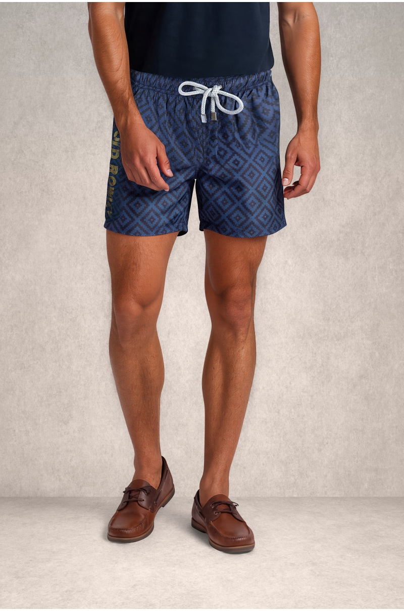 Bañador hombre azul estampado geométrico Old Rowley - vista cerca