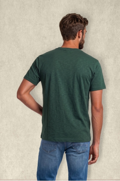 Camiseta Básica Verde oscuro con Logo Bordado Old Rowley - vista trasera