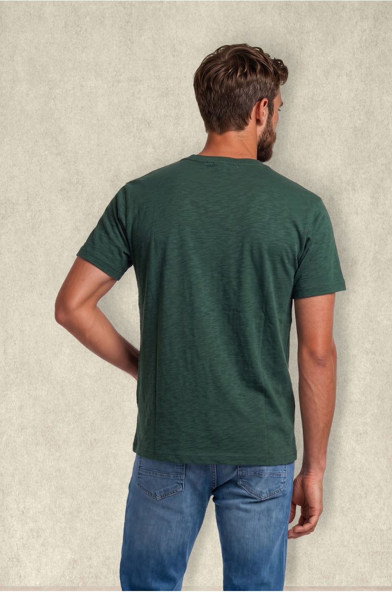 Camiseta Básica Verde oscuro con Logo Bordado Old Rowley - vista trasera