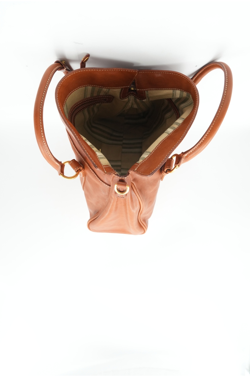 Bolso de Mano de Piel Marrón con Bandolera Old Rowley - vista interior