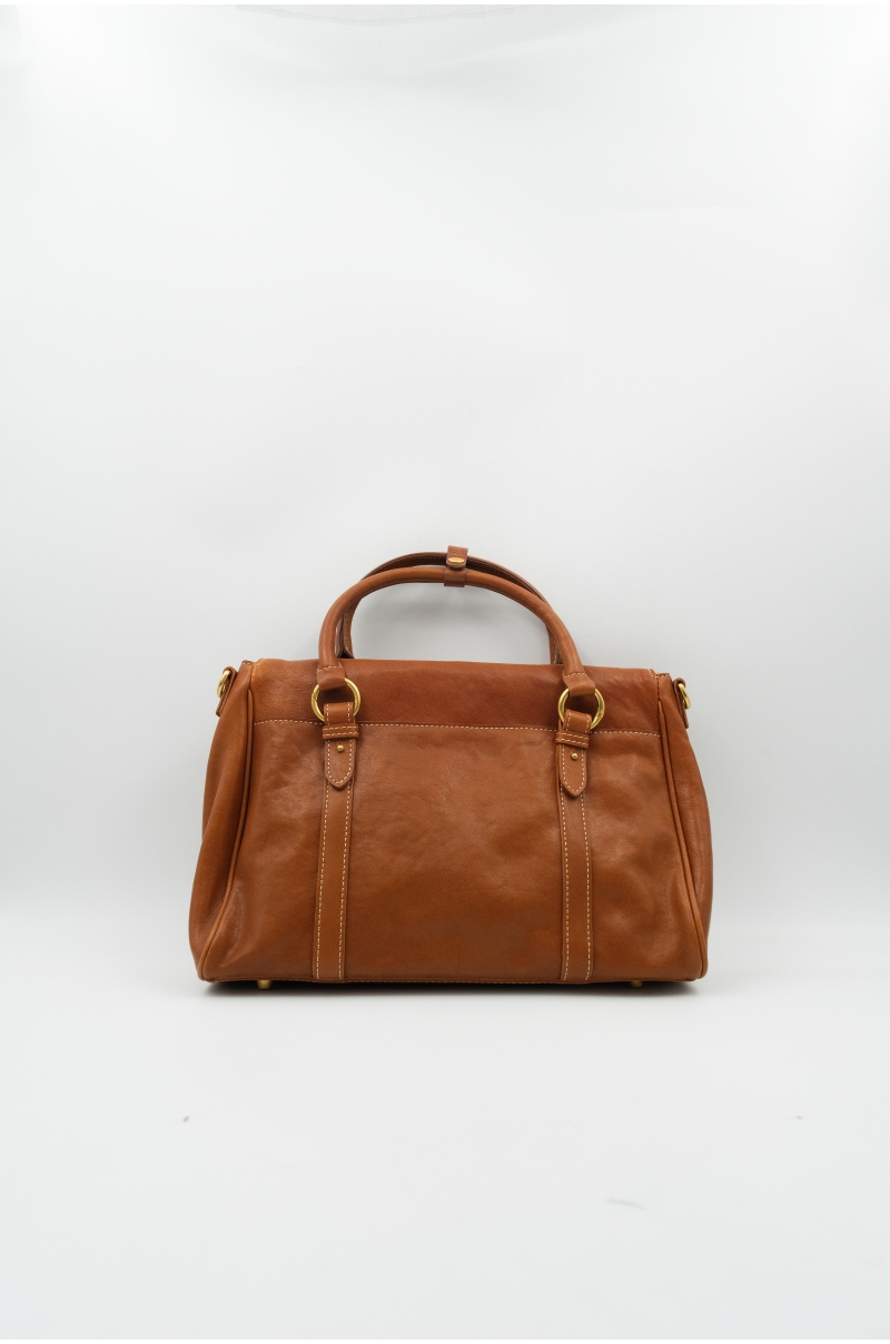 Bolso de Mano de Piel Marrón con Bandolera Old Rowley - vista trasera