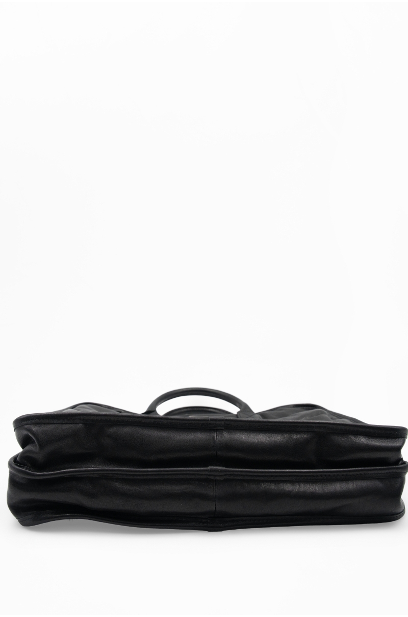 Maletín de piel negro con bolsillo frontal Old Rowley - vista base