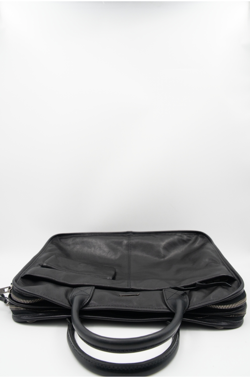 Maletín de piel negro con bolsillo frontal Old Rowley - vista en plano