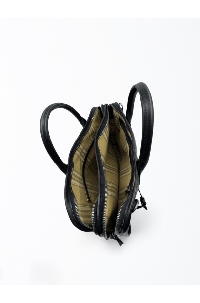 Maletín de piel negro con bolsillo frontal Old Rowley - vista interior