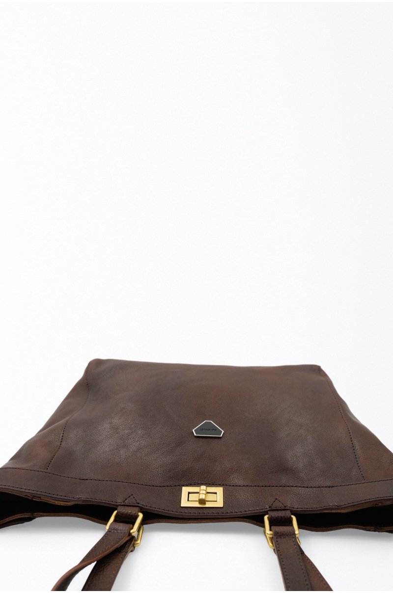 Bolso Shopper de Piel Marrón con Bandolera Extraíble Old Rowley - vista en plano