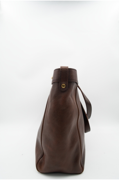 Bolso Shopper de Piel Marrón con Bandolera Extraíble Old Rowley - vista lateral