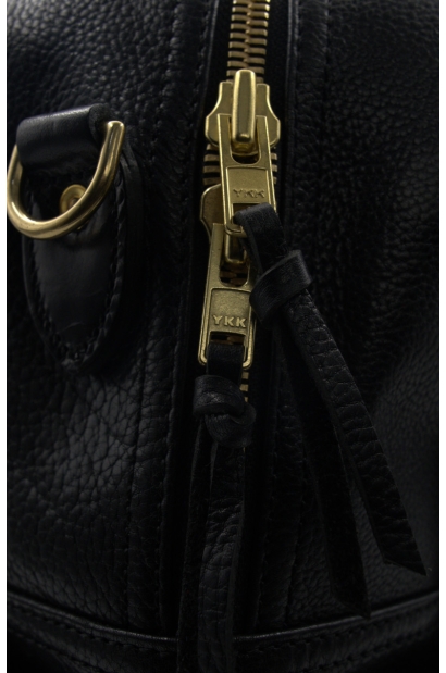 Bolso de Viaje Weekender de Piel Negra Old Rowley - vista cremallera