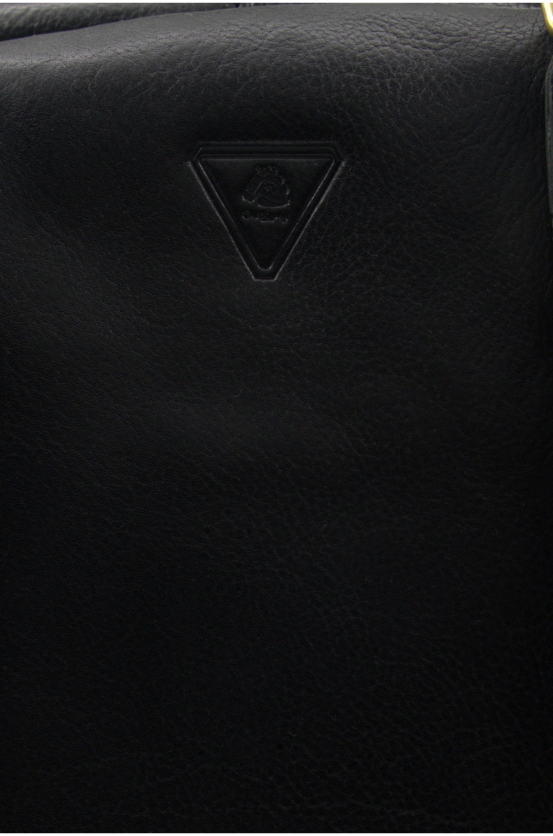 Bolso de Viaje Weekender de Piel Negra Old Rowley - vista material detalle cerca