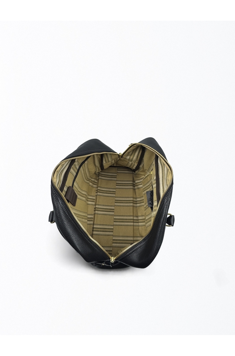 Bolso de Viaje Weekender de Piel Negra Old Rowley - vista interior