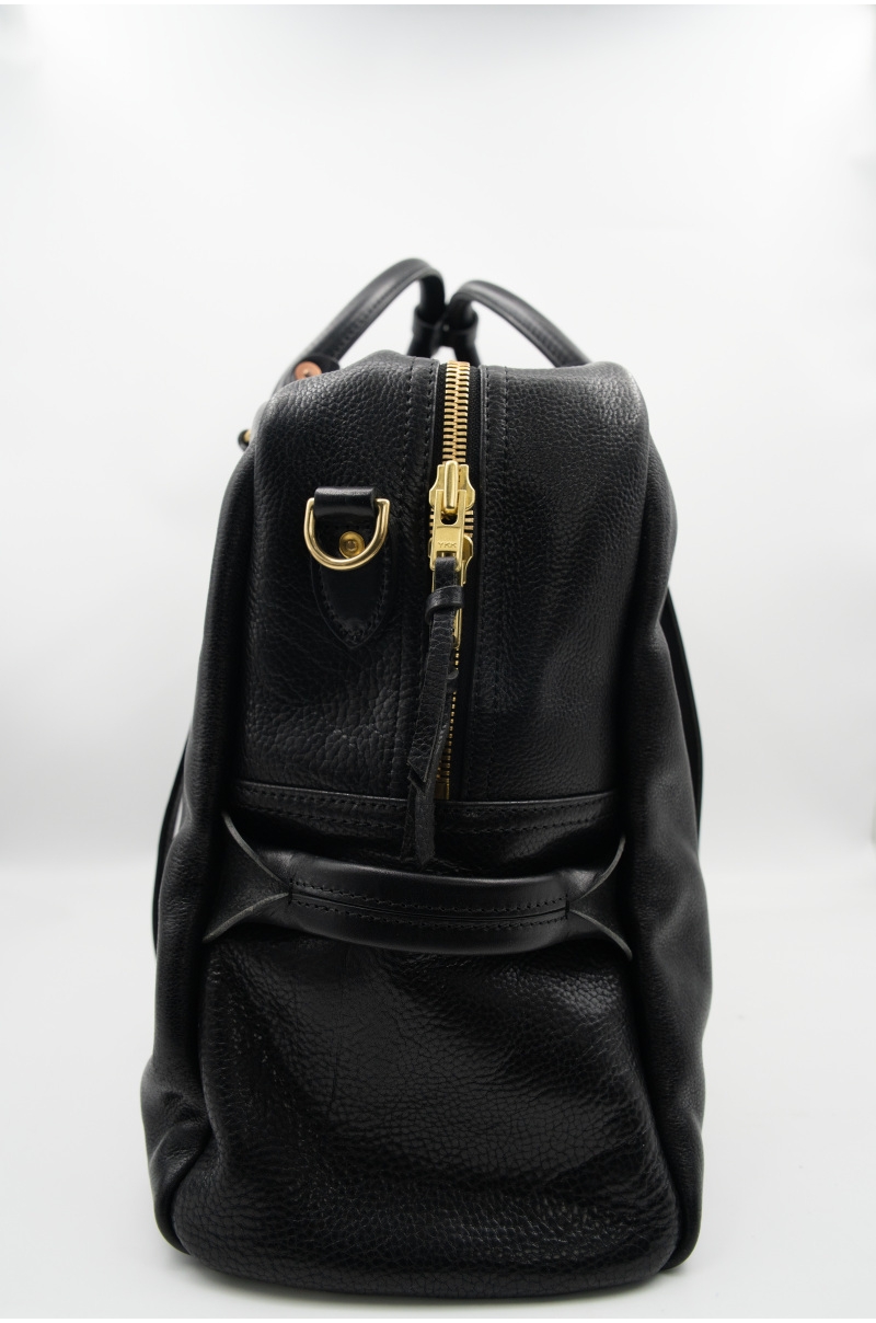 Bolso de Viaje Weekender de Piel Negra Old Rowley - vista lateral