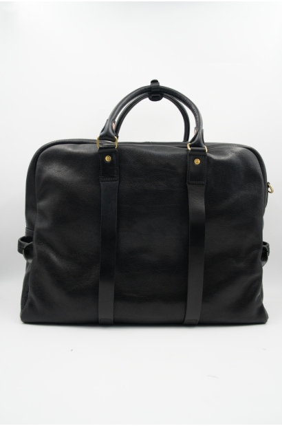 Bolso de Viaje Weekender de Piel Negra Old Rowley - vista trasera