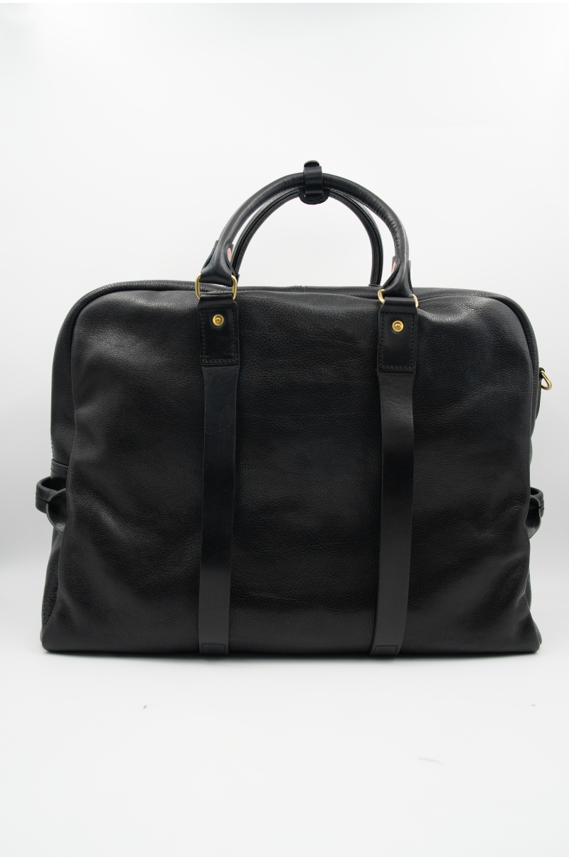 Bolso de Viaje Weekender de Piel Negra Old Rowley - vista trasera