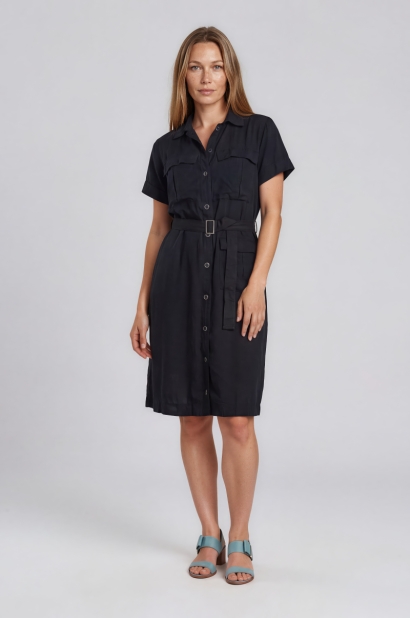 Vestido Camisero Negro con...