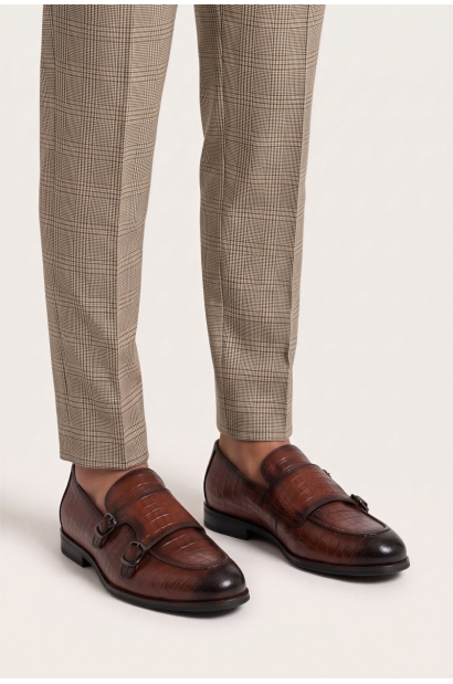 Zapatos piel hombre doble hebilla Old Rowley - vista lateral del par