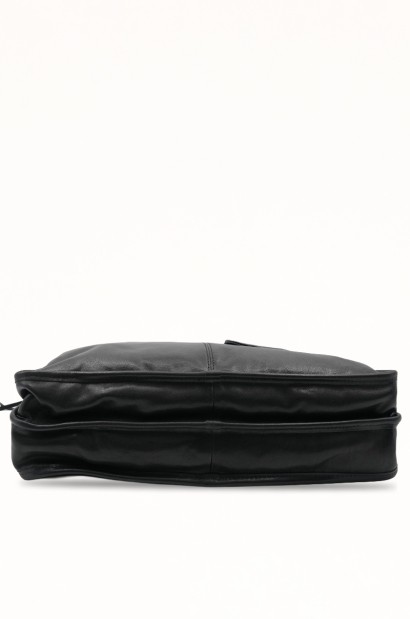 Maletín de piel negro con bolsillo frontal Old Rowley - vista base