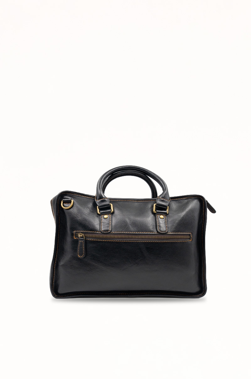 Maletín de piel negro Old Rowley - vista trasera