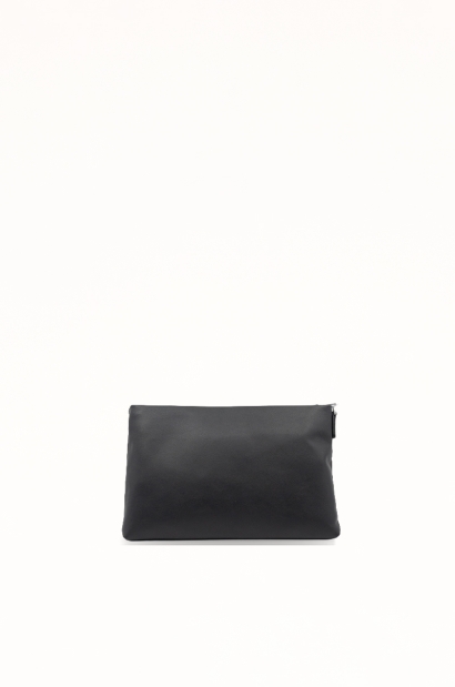 Clutch Compacto de Piel Negra Minimalista Old Rowley - vista frontal