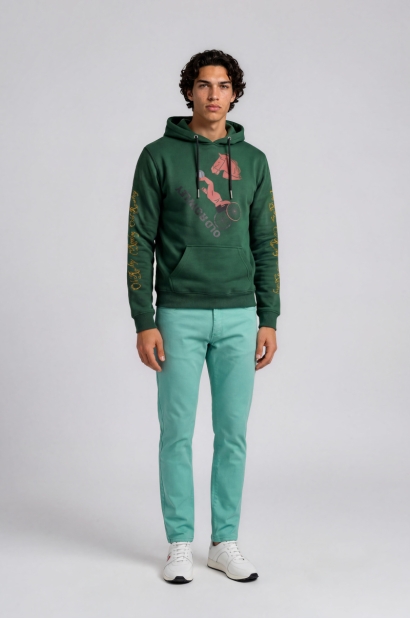 sudadera con capucha verde...