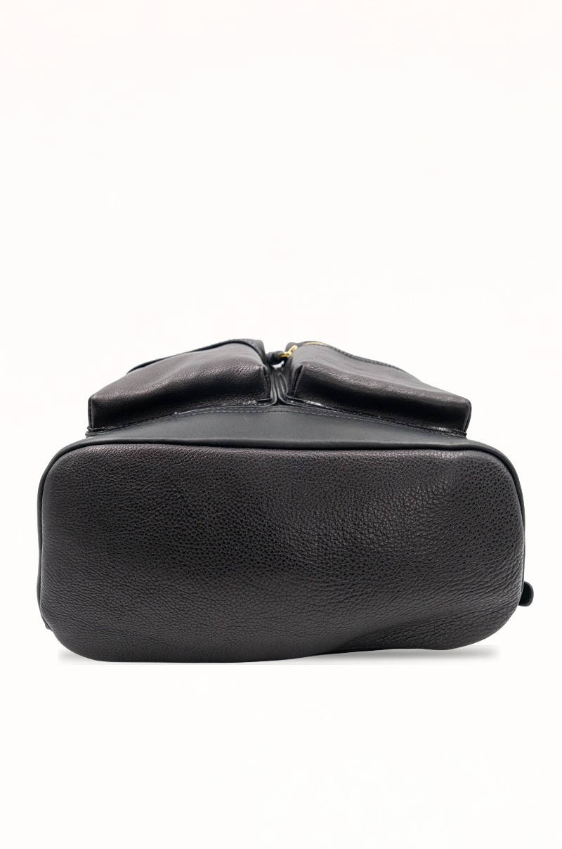 Mochila de Piel Negra con Bolsillos para Mujer Old Rowley - vista base
