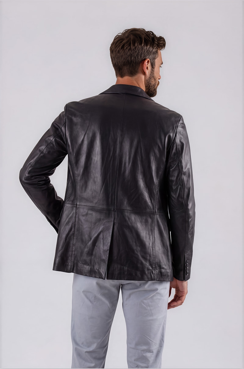 Americana de Piel Negro para Hombre Old Rowley - vista trasera