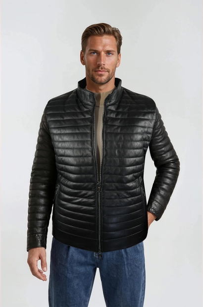 chaqueta piel negra