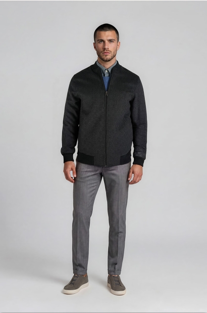 Chaqueta Bomber de Hombre con Pata de Gallo Old Rowley - vista frontal completa modelo
