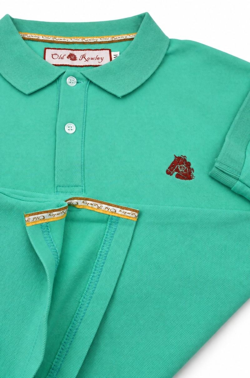 Polo turquesa doble piqué de algodón - vista detalle