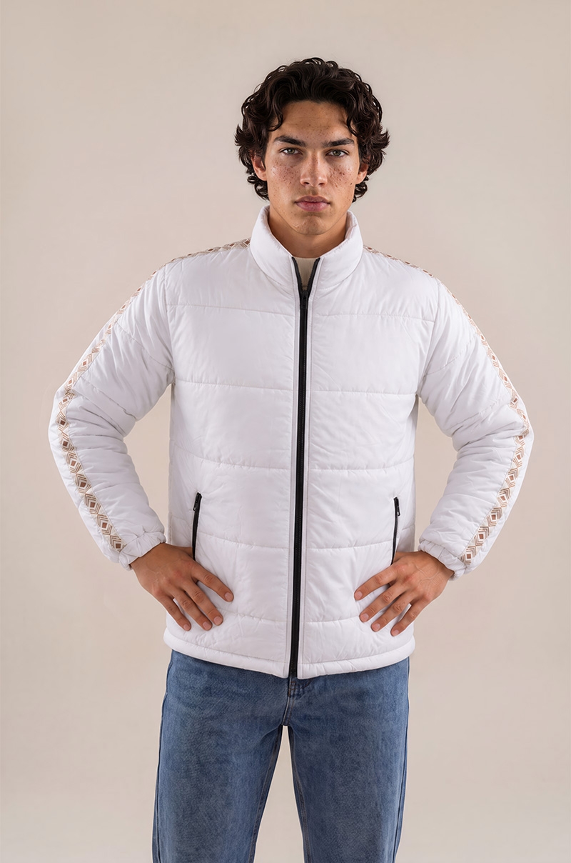 Chaqueta acolchada blanca de hombre Old Rowley, vista frontal