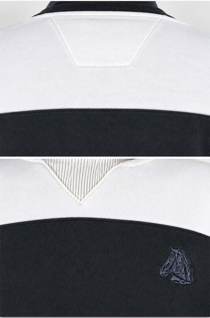 Sudadera de Algodón Bicolor Blanco y Azul Marino Old Rowley - vista detalle material