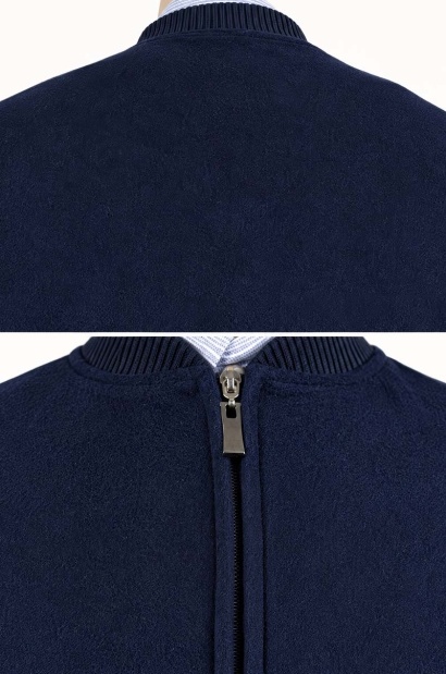Chaqueta de lana tipo bomber con cremallera – Azul marino