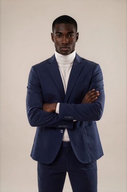 Blazer de Hombre Azul Marino con Bolsillos de Parche Old Rowley - vista frontal