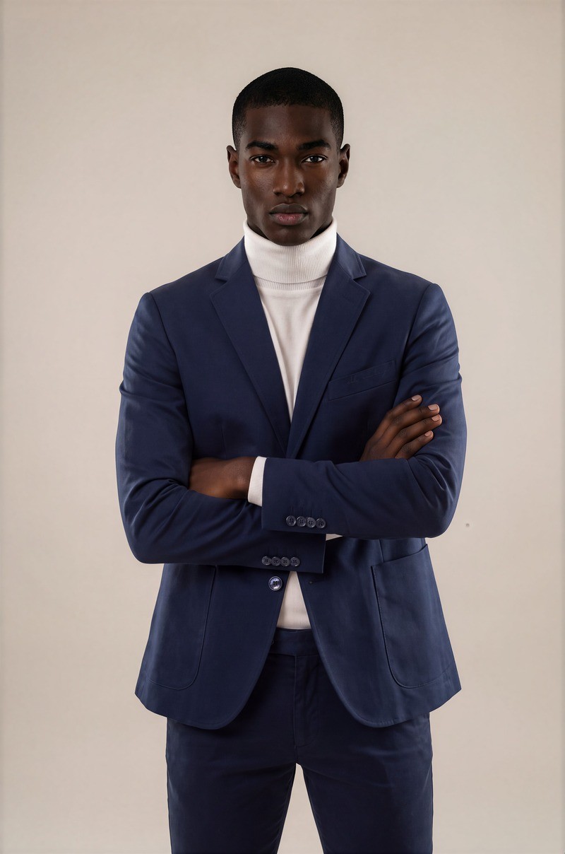 Blazer de Hombre Azul Marino con Bolsillos de Parche Old Rowley - vista frontal