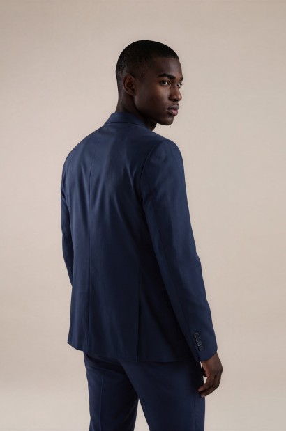 Blazer de Hombre Azul Marino con Bolsillos de Parche Old Rowley - vista trasera