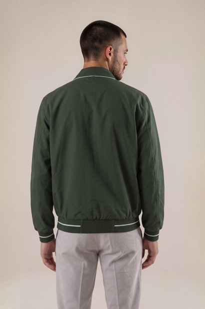Cazadora tipo Harrington verde oliva de algodón y poliéster | Old Rowley