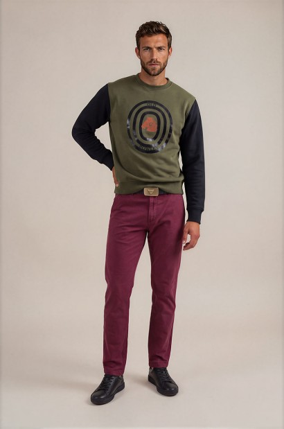 Sudadera Verde Old Rowley con Logo Circular Impreso y Corte Moderno - vista frontal