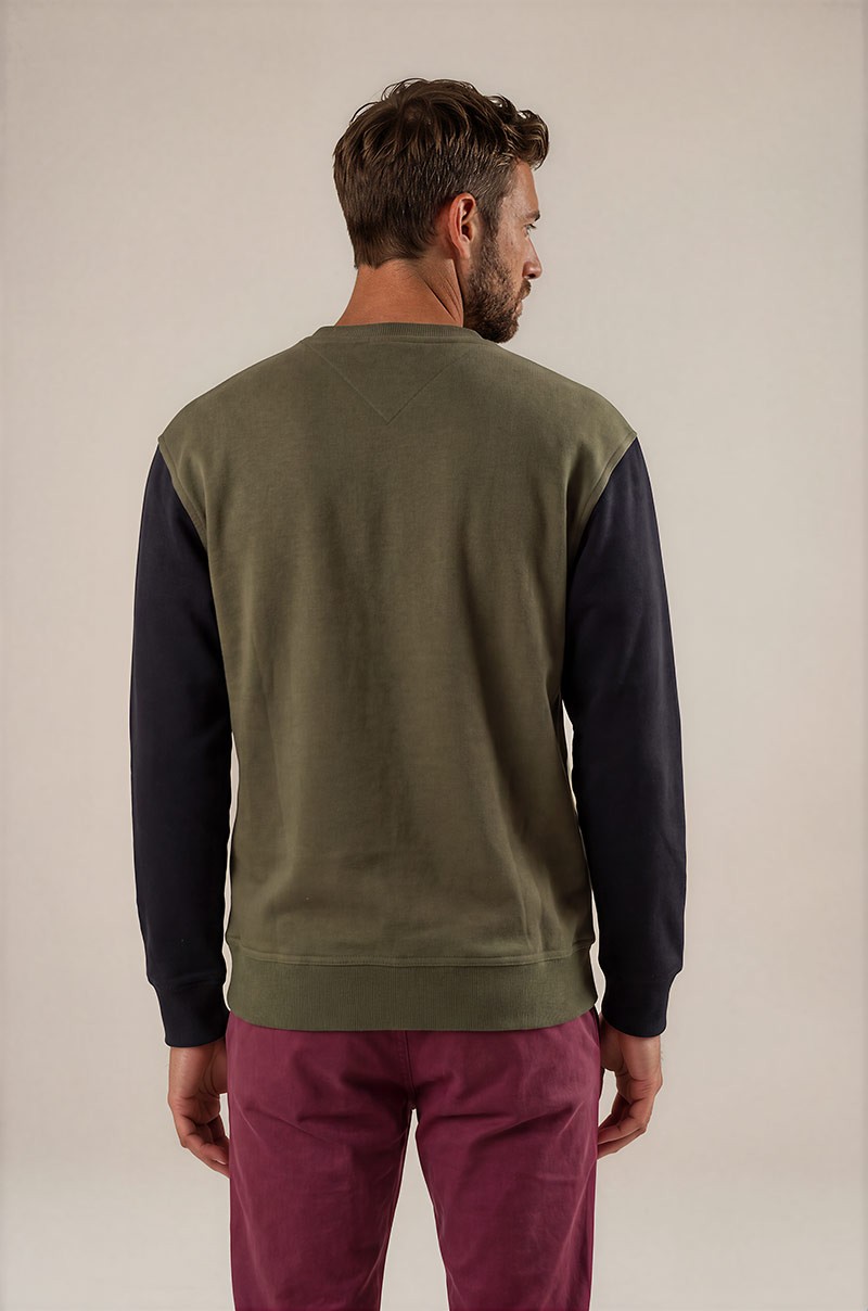 Sudadera Verde Old Rowley con Logo Circular Impreso y Corte Moderno - vista trasera