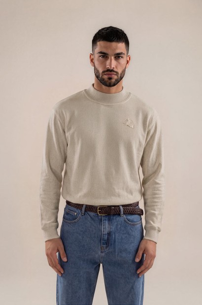 Sudadera crudo de cuello medio alto Old Rowley, vista frontal
