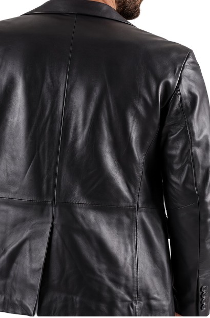 Americana de Piel Negro para Hombre Old Rowley - vista trasera detalle