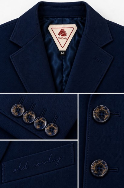 Blazer de Hombre Azul Marino con Bolsillos de Parche Old Rowley - vista detalle