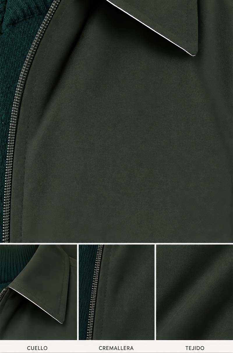 Cazadora Harrington reversible Verde Oliva o Blanca Old Rowley - vista detalle