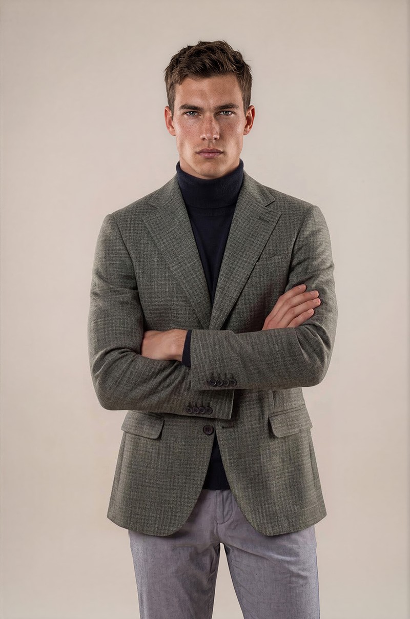 Blazer de microcuadro gris Old Rowley - vista frontal