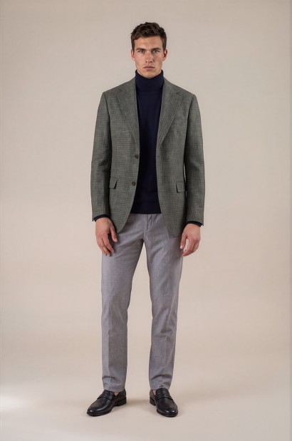 Blazer de microcuadro gris Old Rowley - vista frontal completa