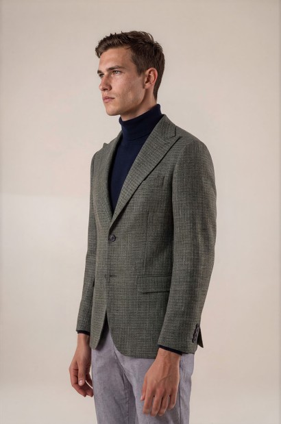 Blazer de microcuadro gris Old Rowley - vista lateral