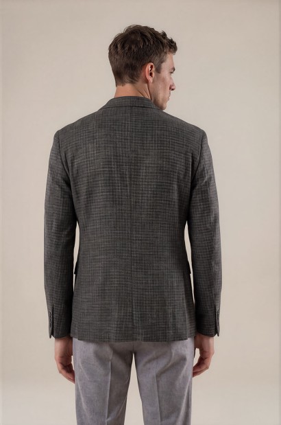Blazer a Cuadros Gris para Hombre