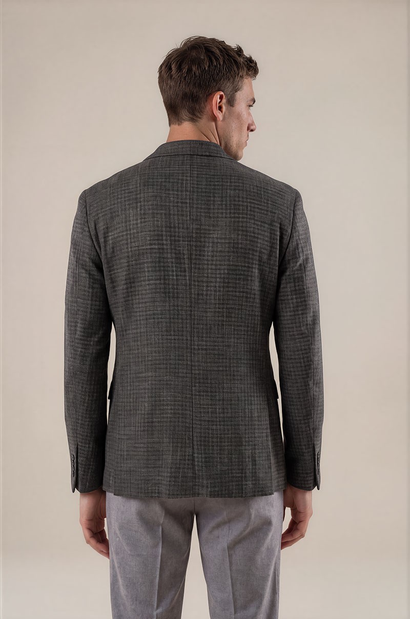 Blazer de microcuadro gris Old Rowley - vista trasera