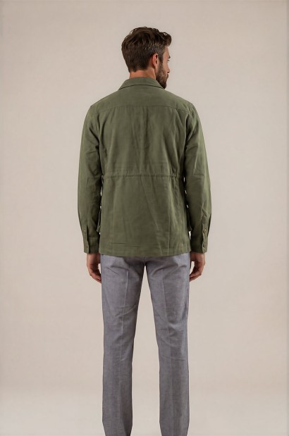 Chaqueta sahariana verde de algodón para hombre Old Rowley - vista frontal